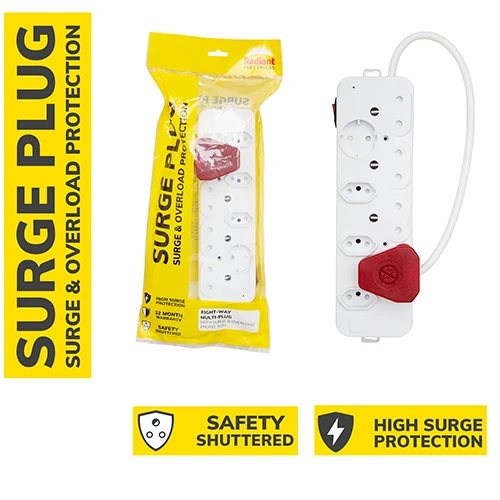 Radiant RE536 Surge Multi-Plug 8 Way with Surge & Overload Protection