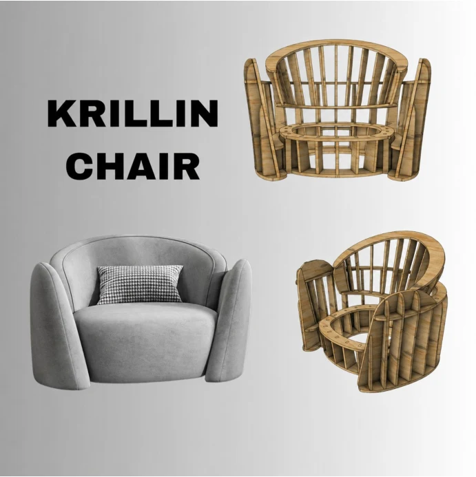 Krillin Chair — Wooden Frame 1 Krillin Chair wooden frame and upholstered design reference; frame only