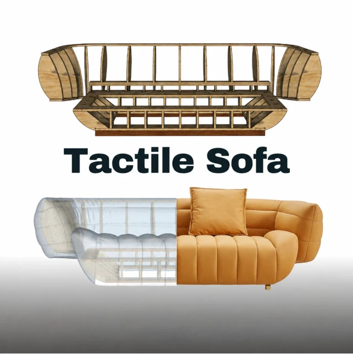 Tactile Seating Set — Wooden Frame 1 Tactile Seating Set wooden frame and upholstered design reference; frame only