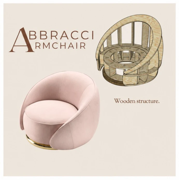 Abbracci Armchair — Wooden Frame 1 Abbracci Armchair wooden frame and upholstered design reference; frame only