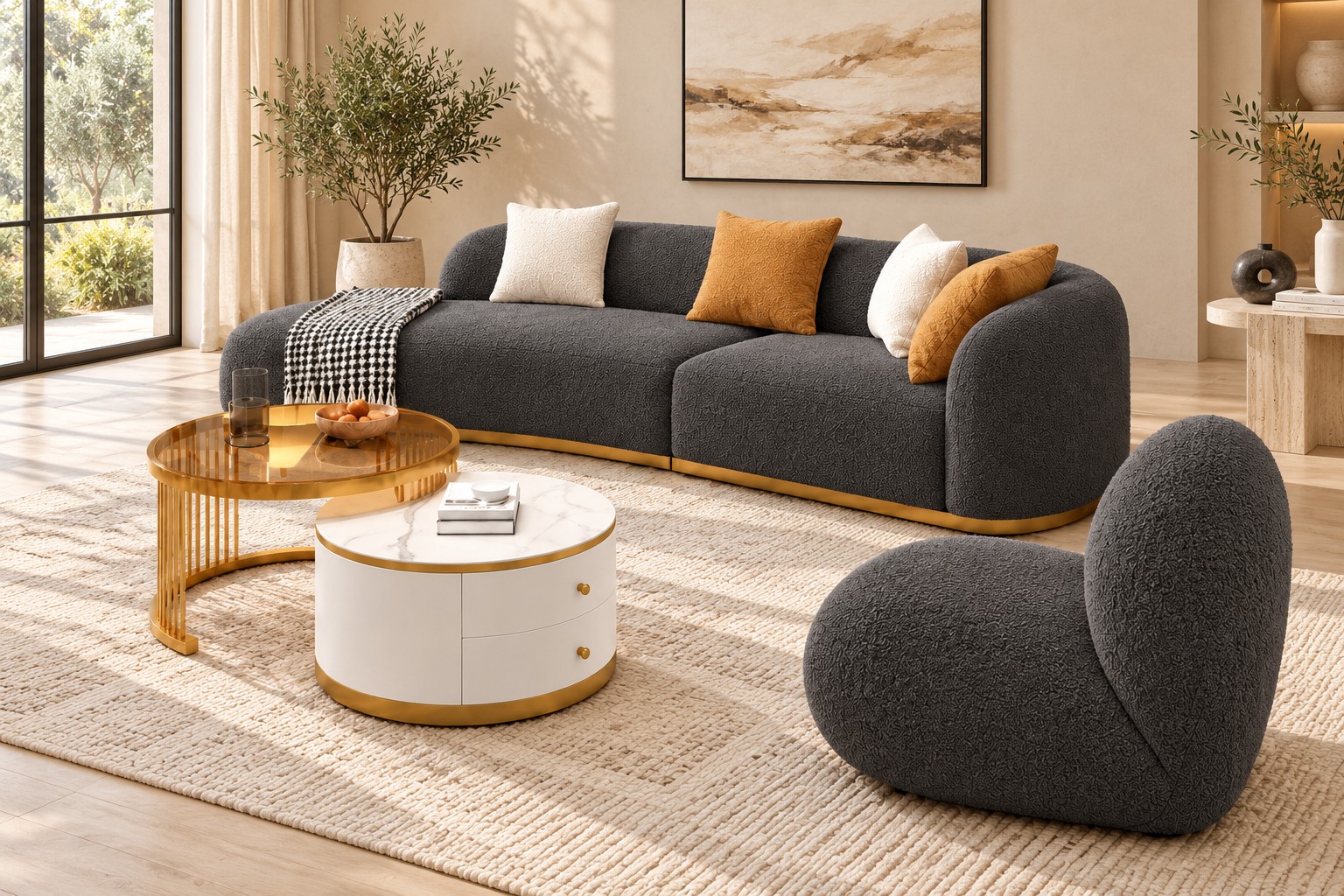 Glam Sectional Sofa + Pacha Chair 2 Glam Sectional Sofa + Pacha Chair - Image 2