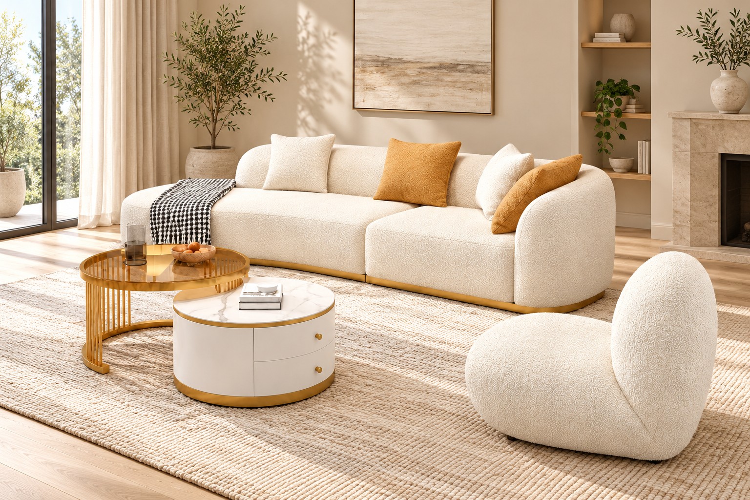 Glam Sectional Sofa + Pacha Chair 1 Glam Sectional Sofa + Pacha Chair