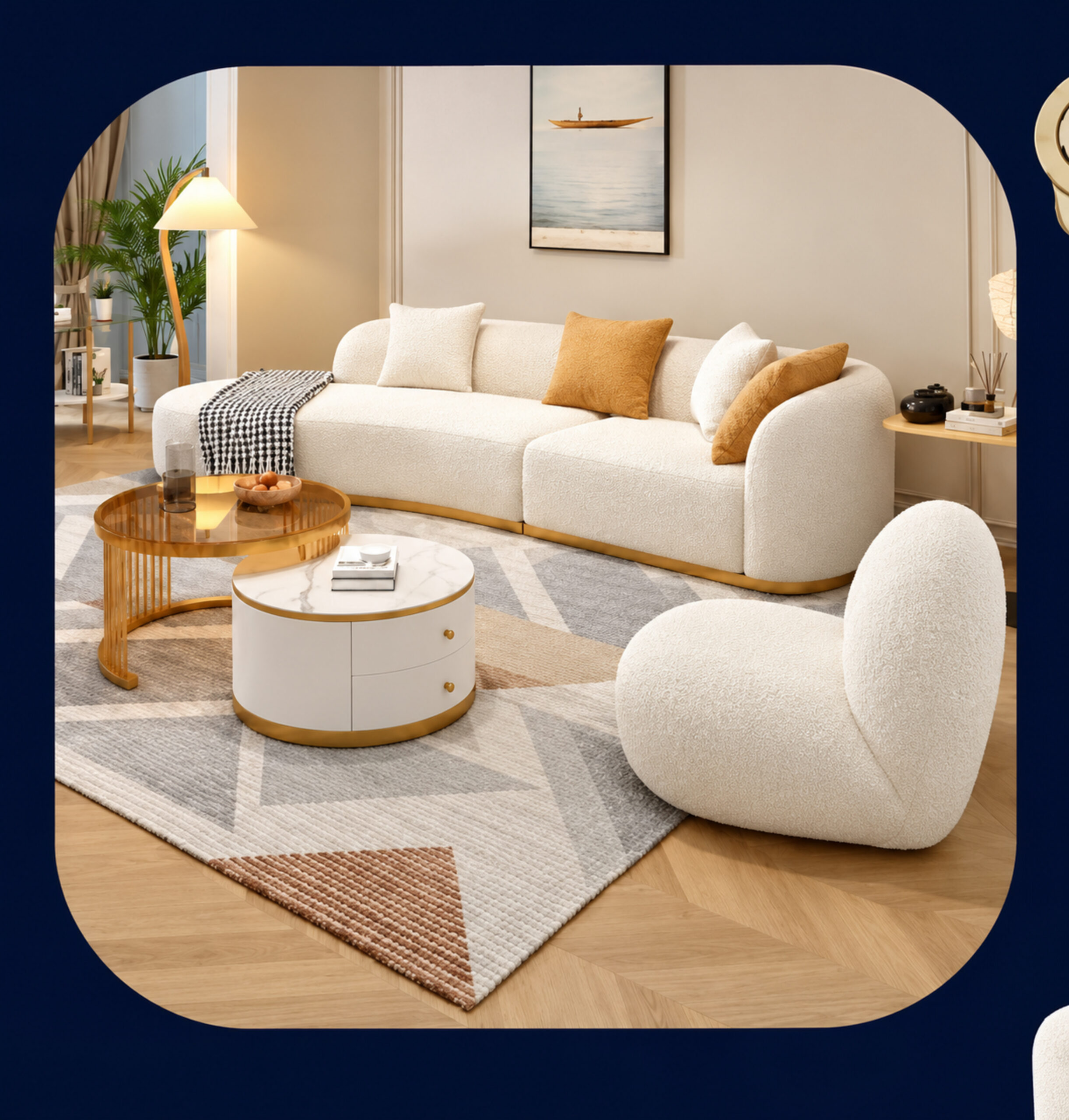 Glam Sectional Sofa + Pacha Chair 4 Glam Sectional Sofa + Pacha Chair - Image 4