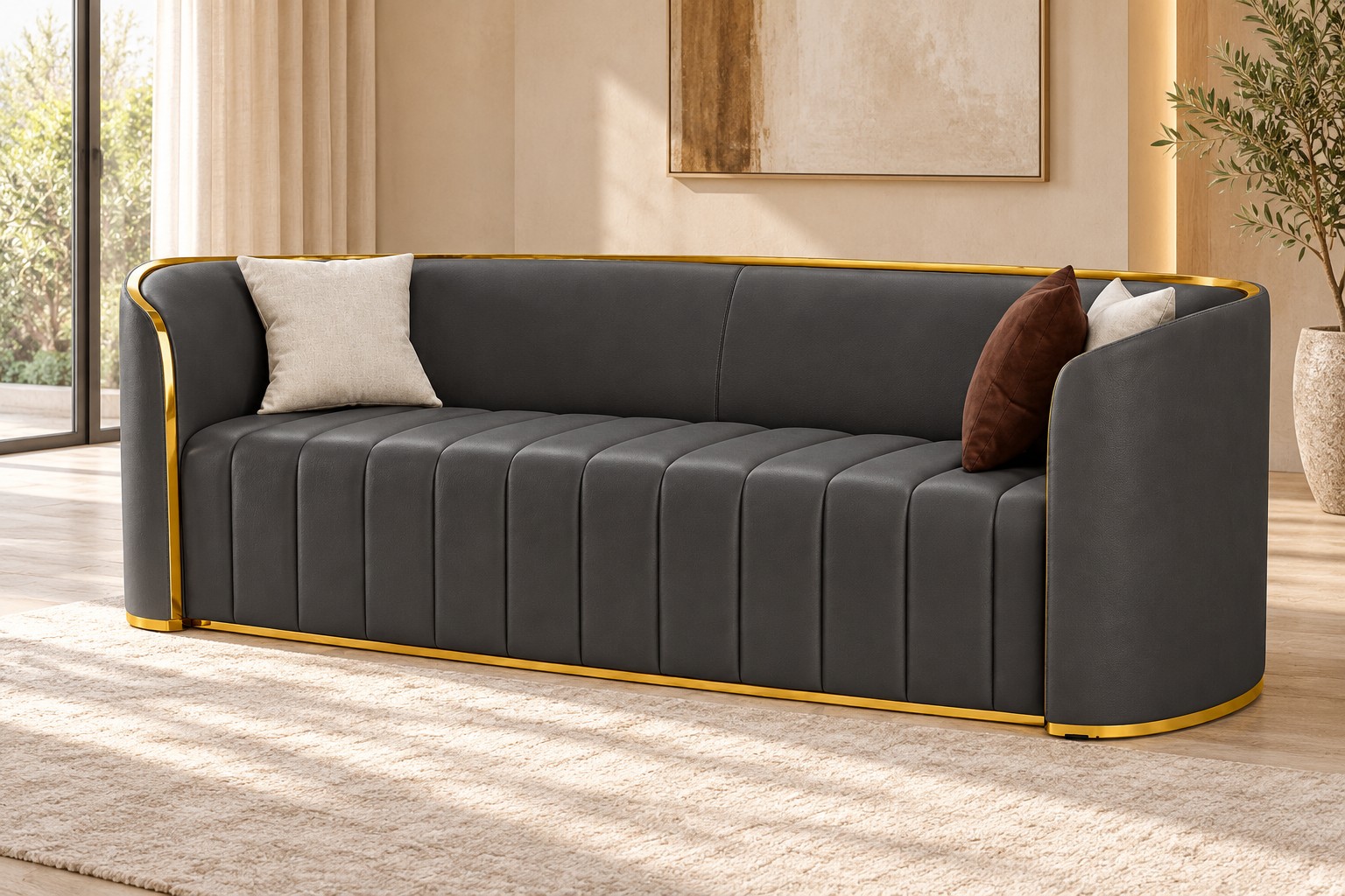 Faux Leather Sofa 2 Faux Leather Sofa - Image 2