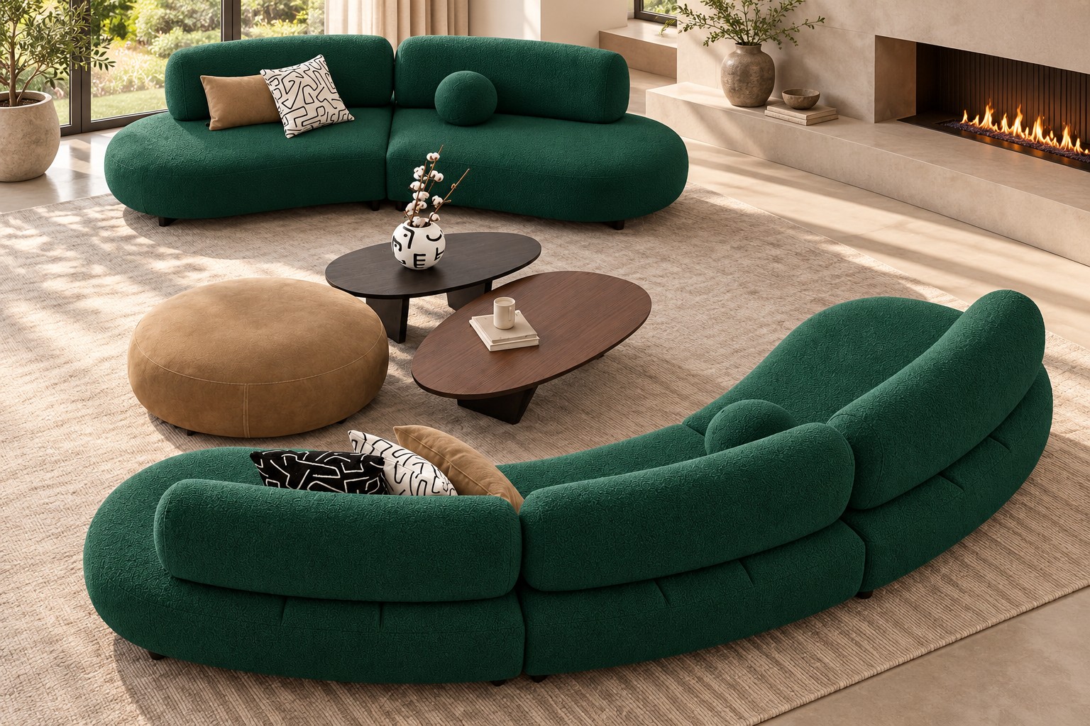 Boucle curved lounge pair 3 Boucle curved lounge pair - Image 3