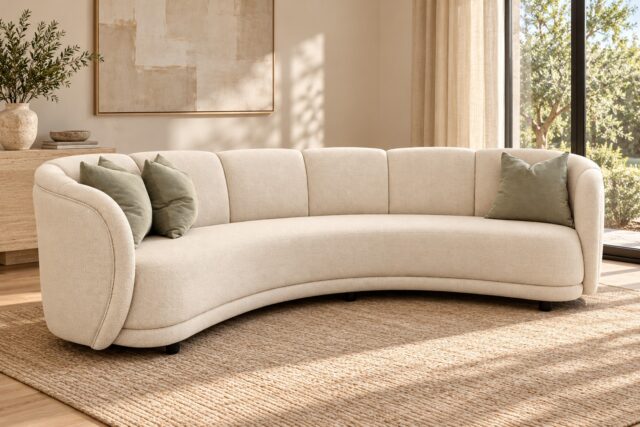 Terracotta curved sofa