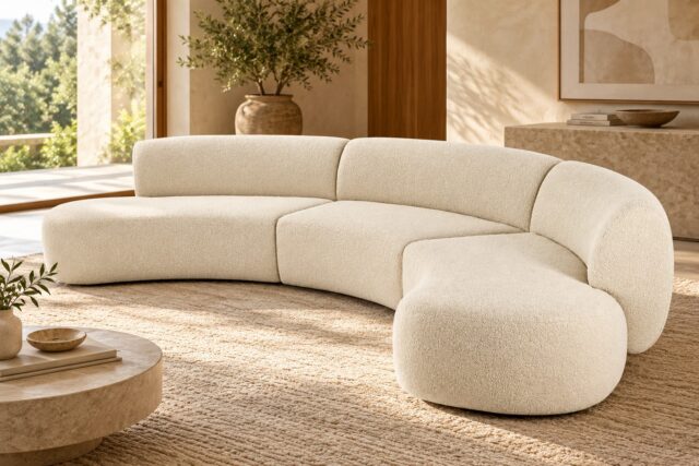 Sculptural curved sofa