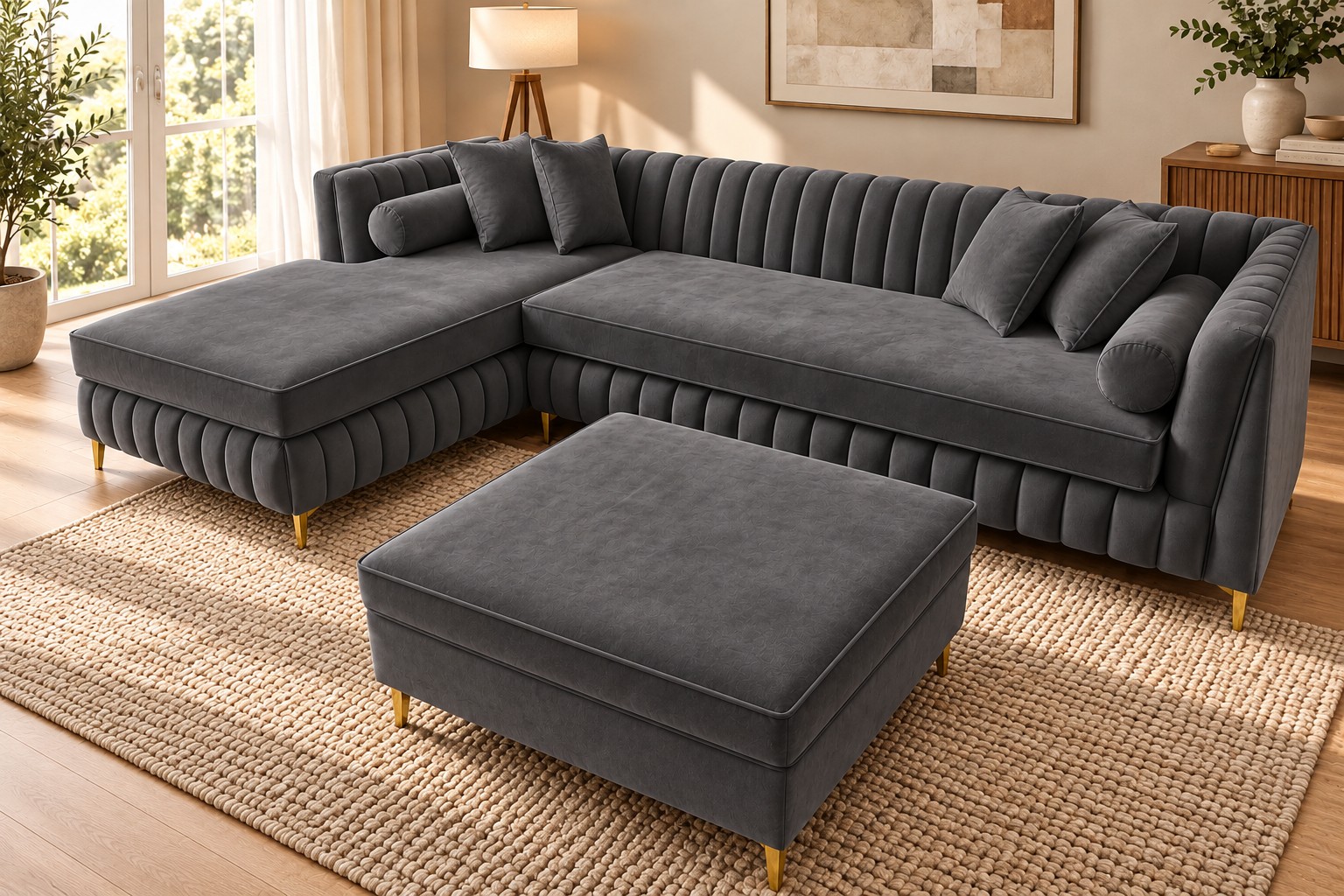 Black L-shaped sectional 2 Black L-shaped sectional - Image 2