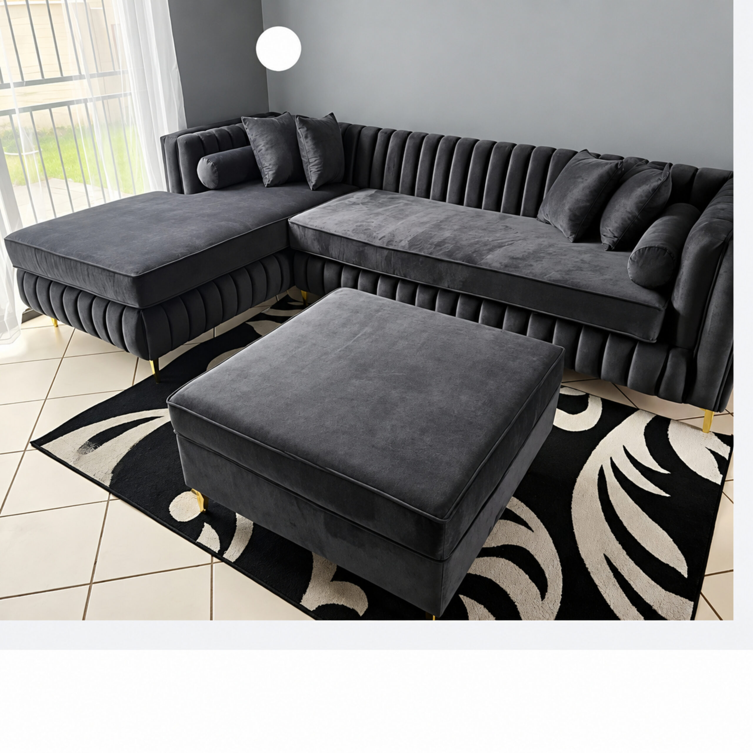 Black L-shaped sectional 4 Black L-shaped sectional - Image 4